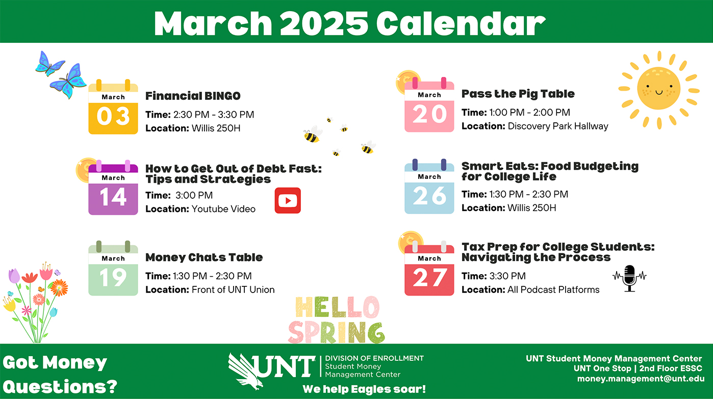 March 2025 Workshops Calendar